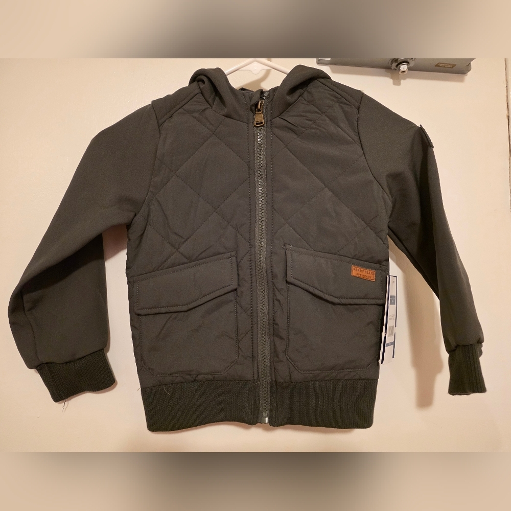 Perry Ellis Kids Quilted Jacket in Army Green